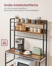 Keukenrek - Met Stopcontacten - Rasterwand - 14 Haken - Vintage Bruin-Zwart