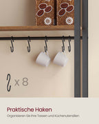 Kökshylla – Med uttag och krokar – Trä – Praktiskt förvaringsutrymme