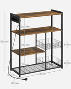 Kökshylla med uttag - Vintage Brown & Ink -Black - Multifunktionell