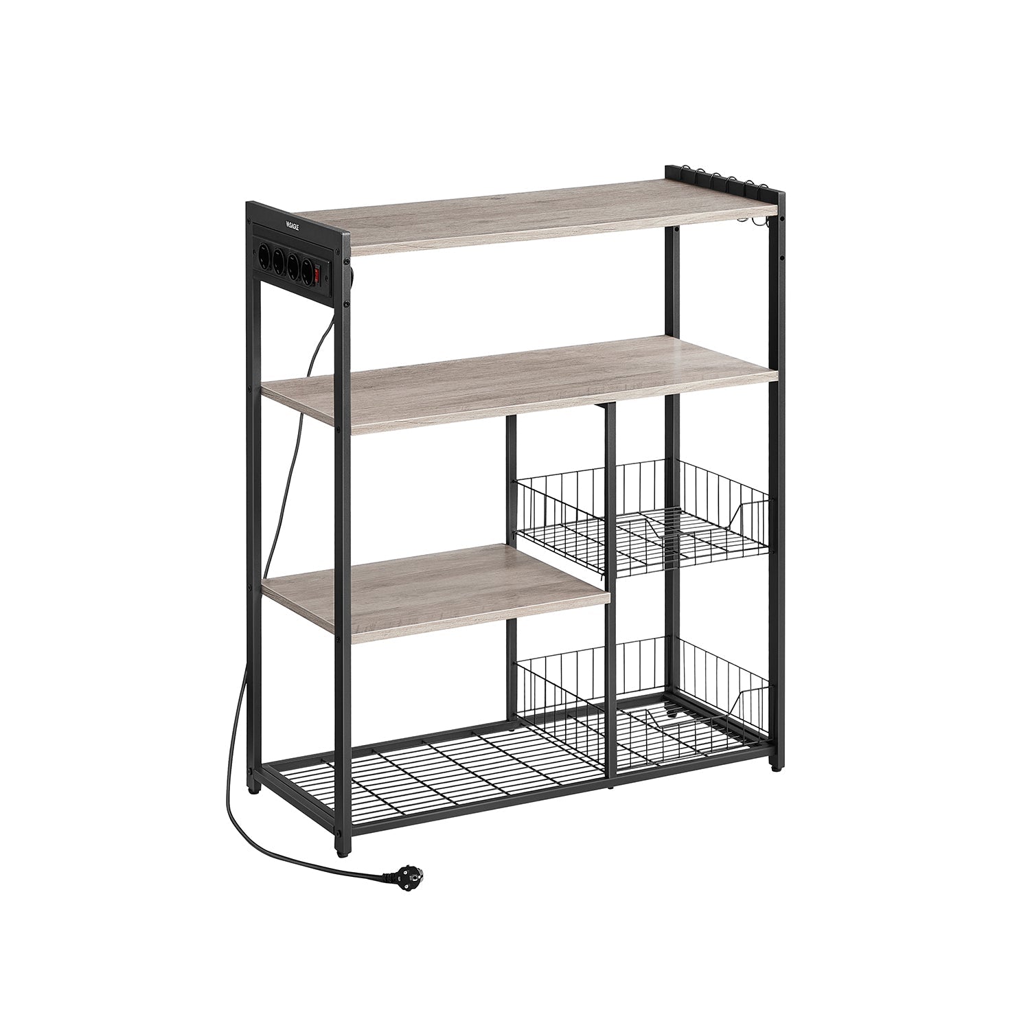 Kökshylla med uttag - Vintage Brown & Ink -Black - Multifunktionell