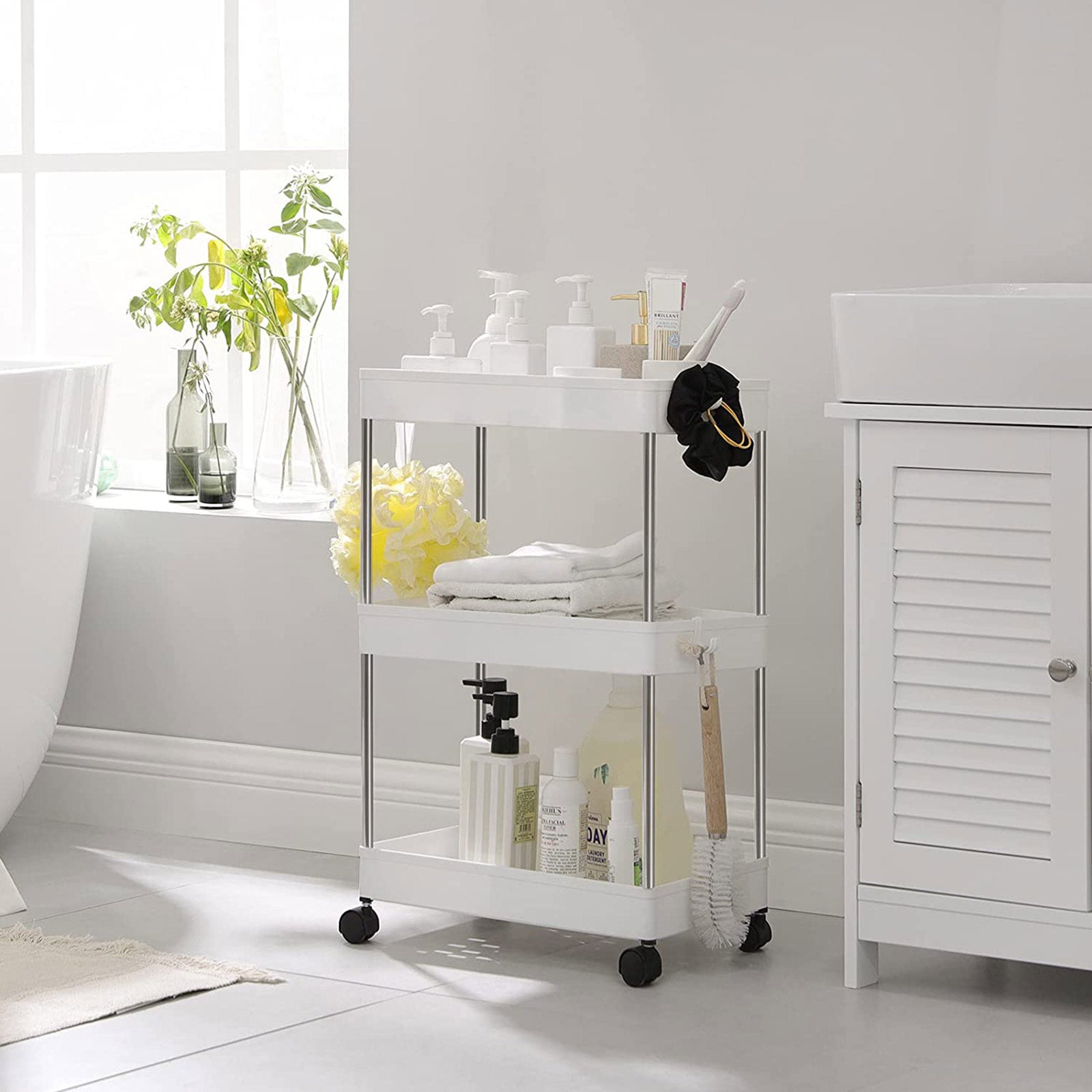 Kökvagn - med 3 nivåer - förvaringsbil - vit