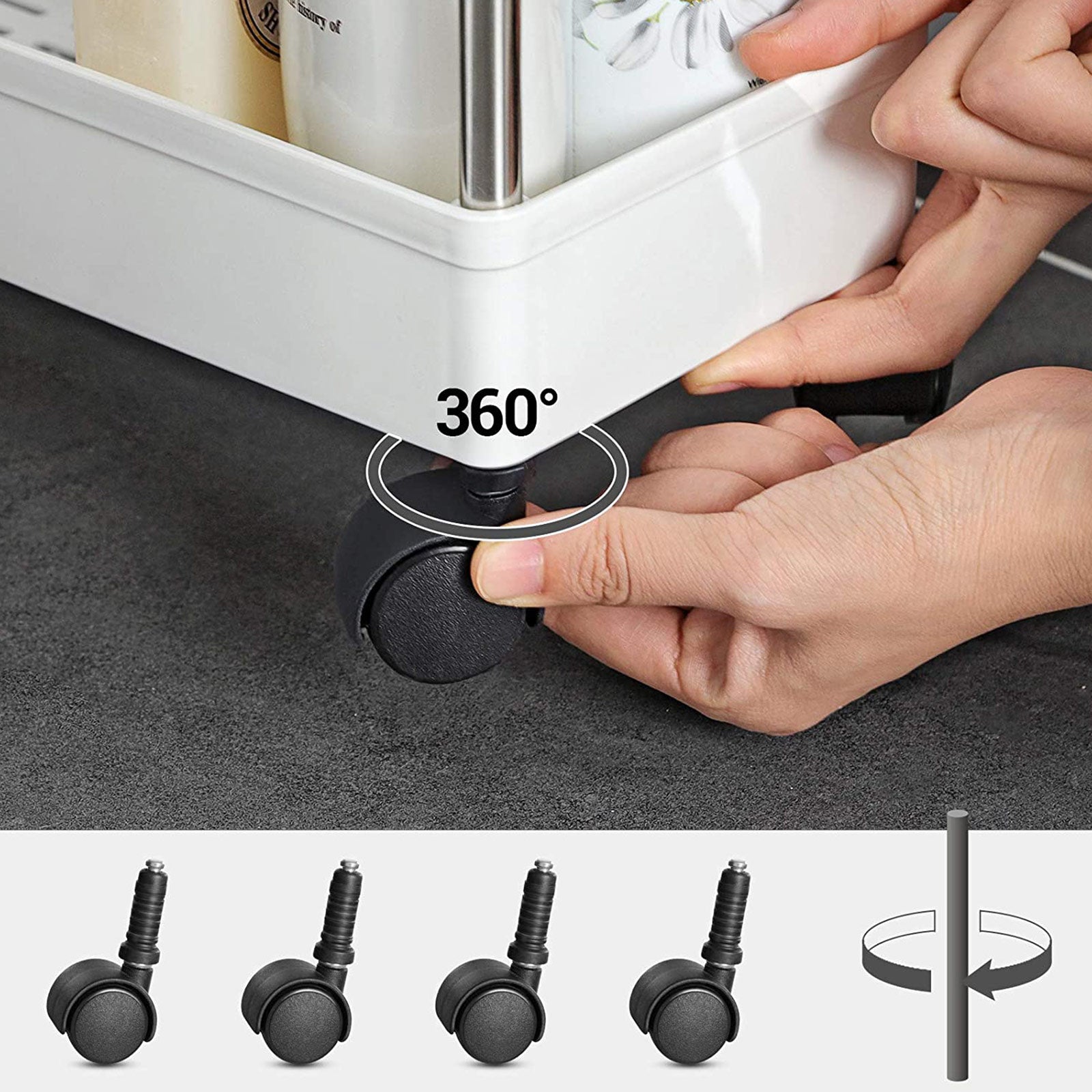 Kökvagn - med 3 nivåer - förvaringsbil - vit