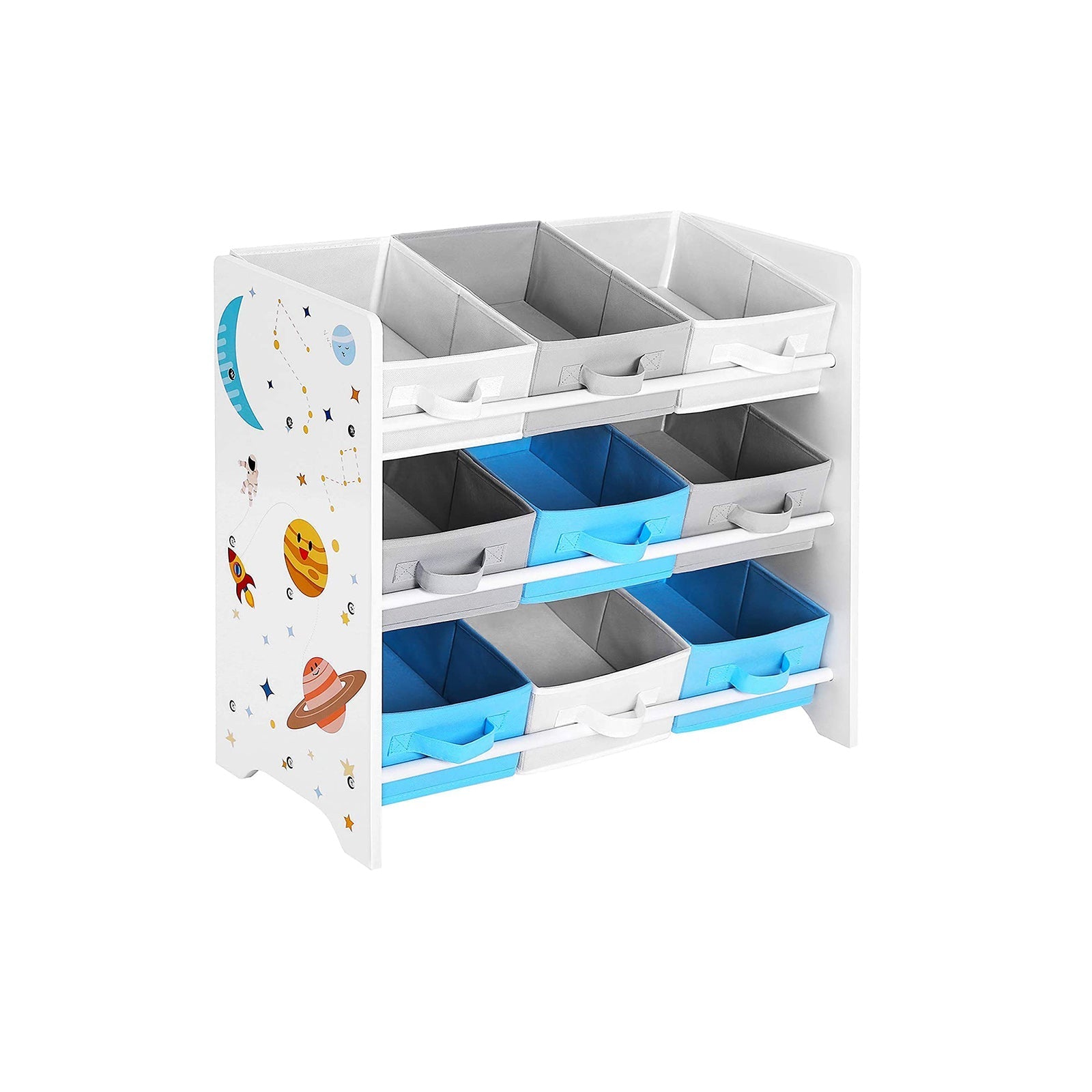 Barnskåp - Bokhylla för leksaker - 9 Fleece Storage Boxes - White/Blue