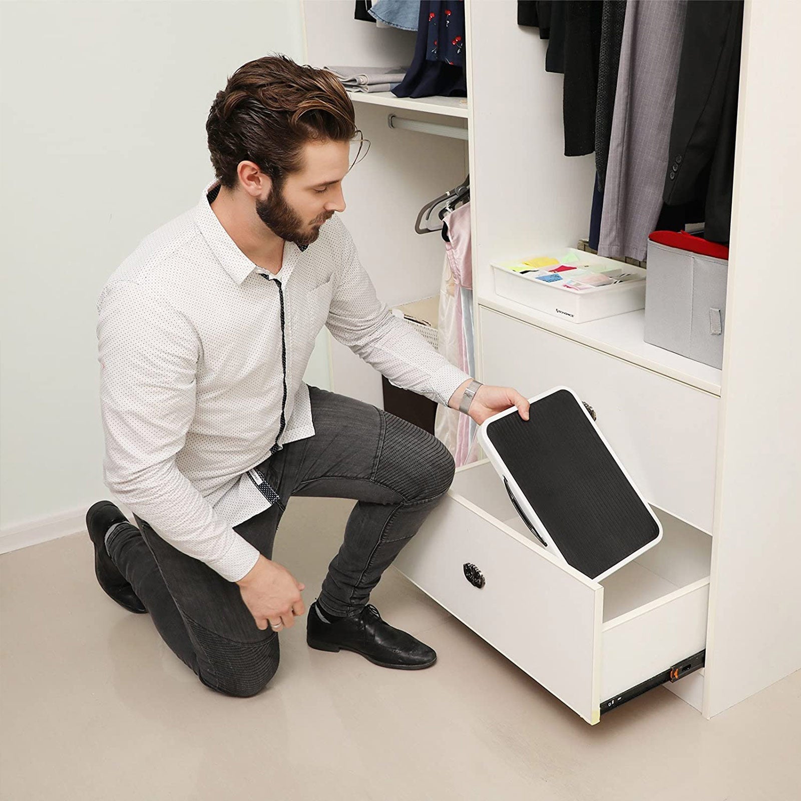 Foldbar trappa - med icke -slipmatta - upp till 150 kg - vit