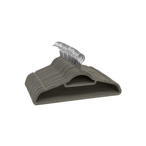 Klädhängare – halkfri sammet – set om 20 st – grå