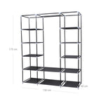 Garderob - tyggarderob - 175 x 150 cm - svart
