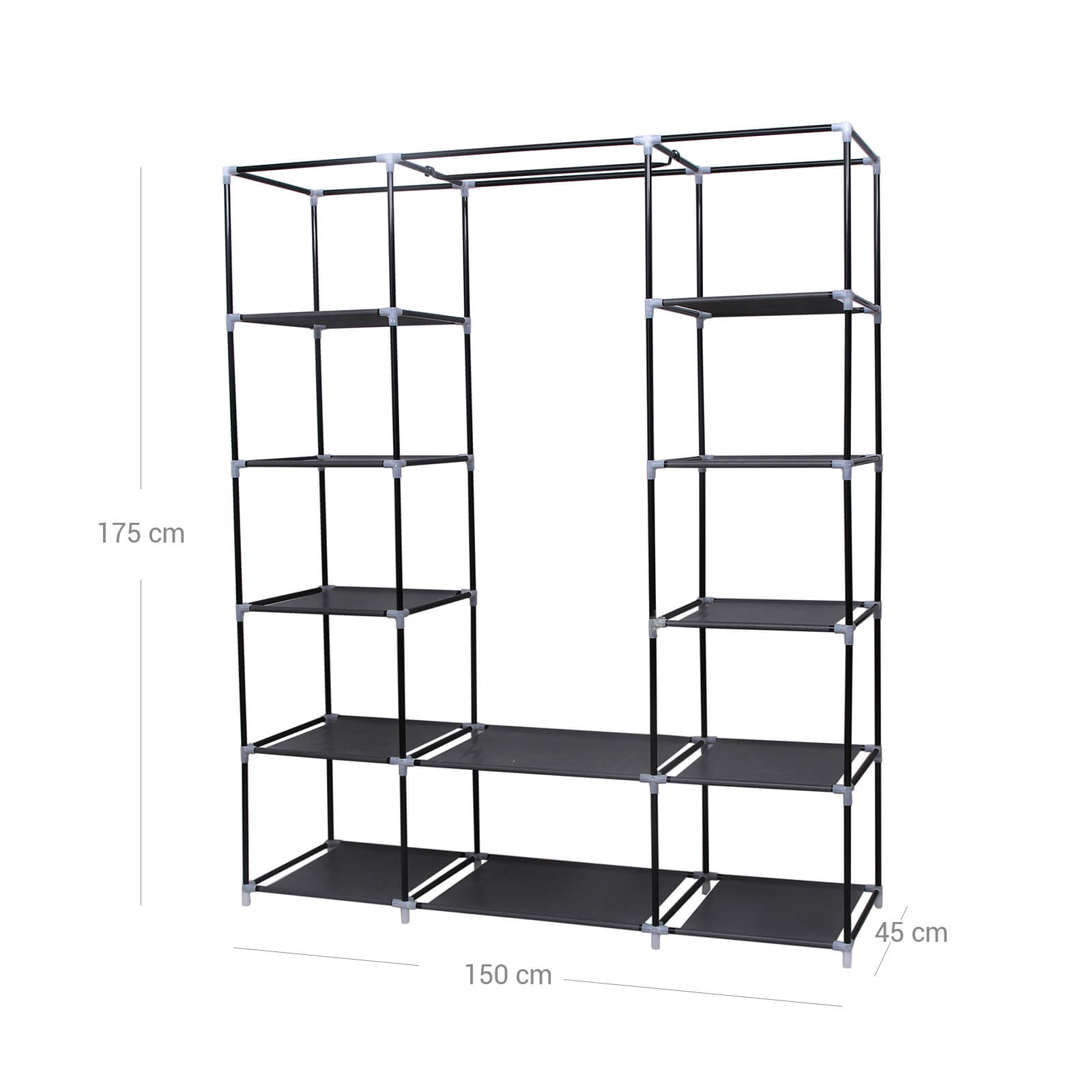 Garderob - tyggarderob - 175 x 150 cm - svart