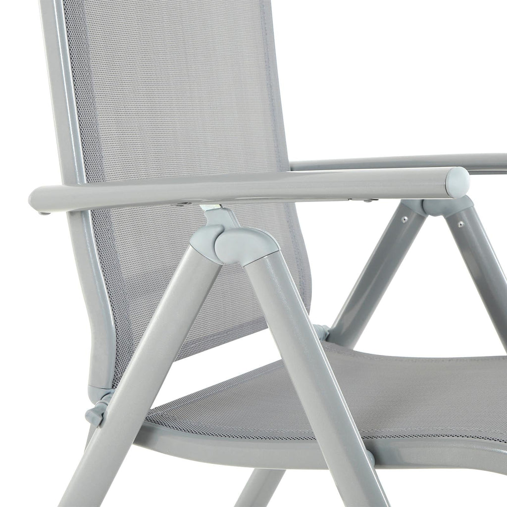 Garden Chair - Folding Chair - Aluminium Frame - Upp till 150 kg lastkapacitet - Grå
