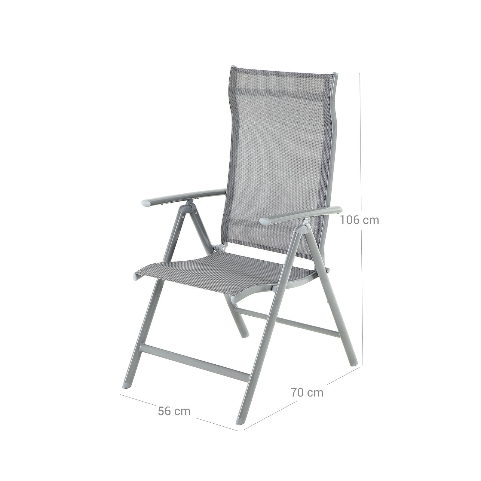 Garden Chair - Folding Chair - Aluminium Frame - Upp till 150 kg lastkapacitet - Grå