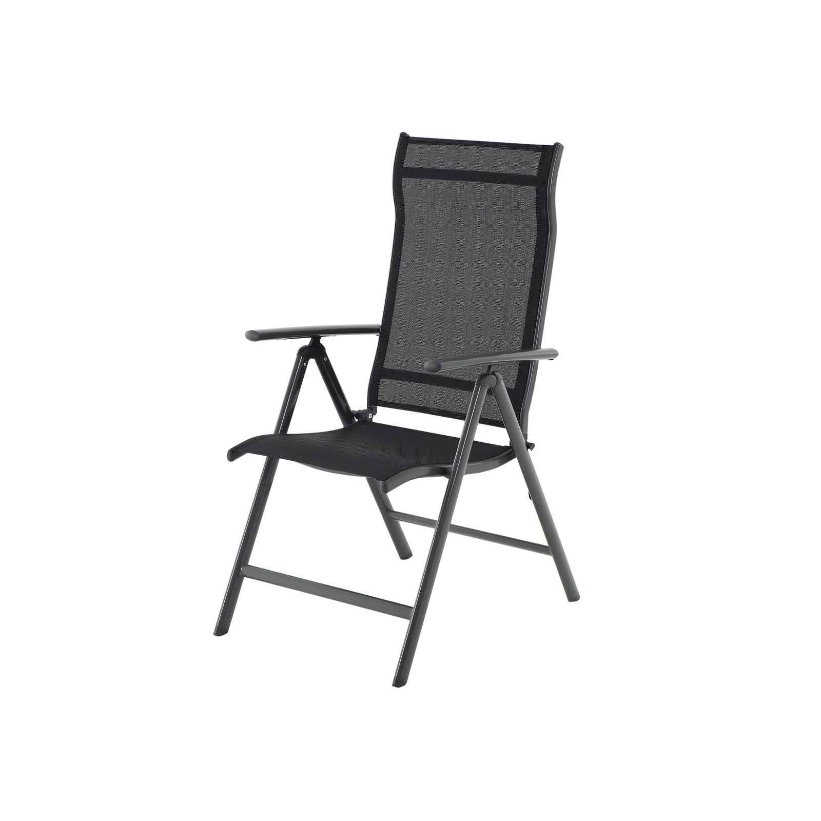 Garden Chair - Folding Chair - Justerbart ryggstöd - aluminiumram - Svart