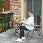 Garden Chair - Folding Chair - Justerbart ryggstöd - aluminiumram - Svart