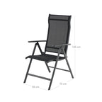 Garden Chair - Folding Chair - Justerbart ryggstöd - aluminiumram - Svart