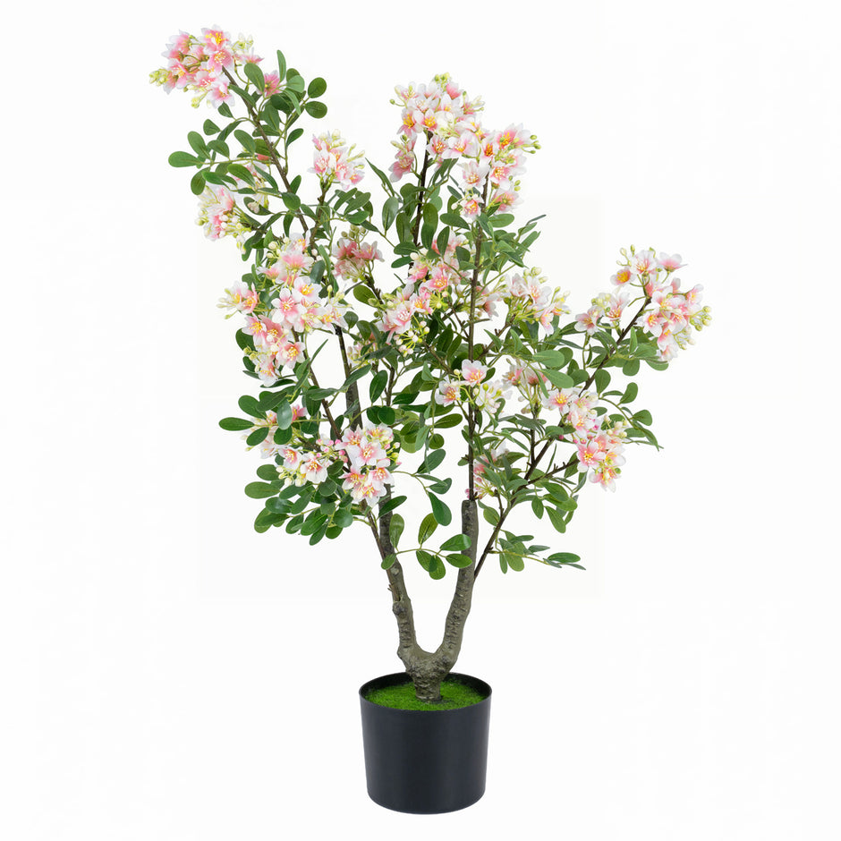 Konstgjord – balsaminaträd cm, konstväxt i kruka med sidenblommor och blad – 90 210 55