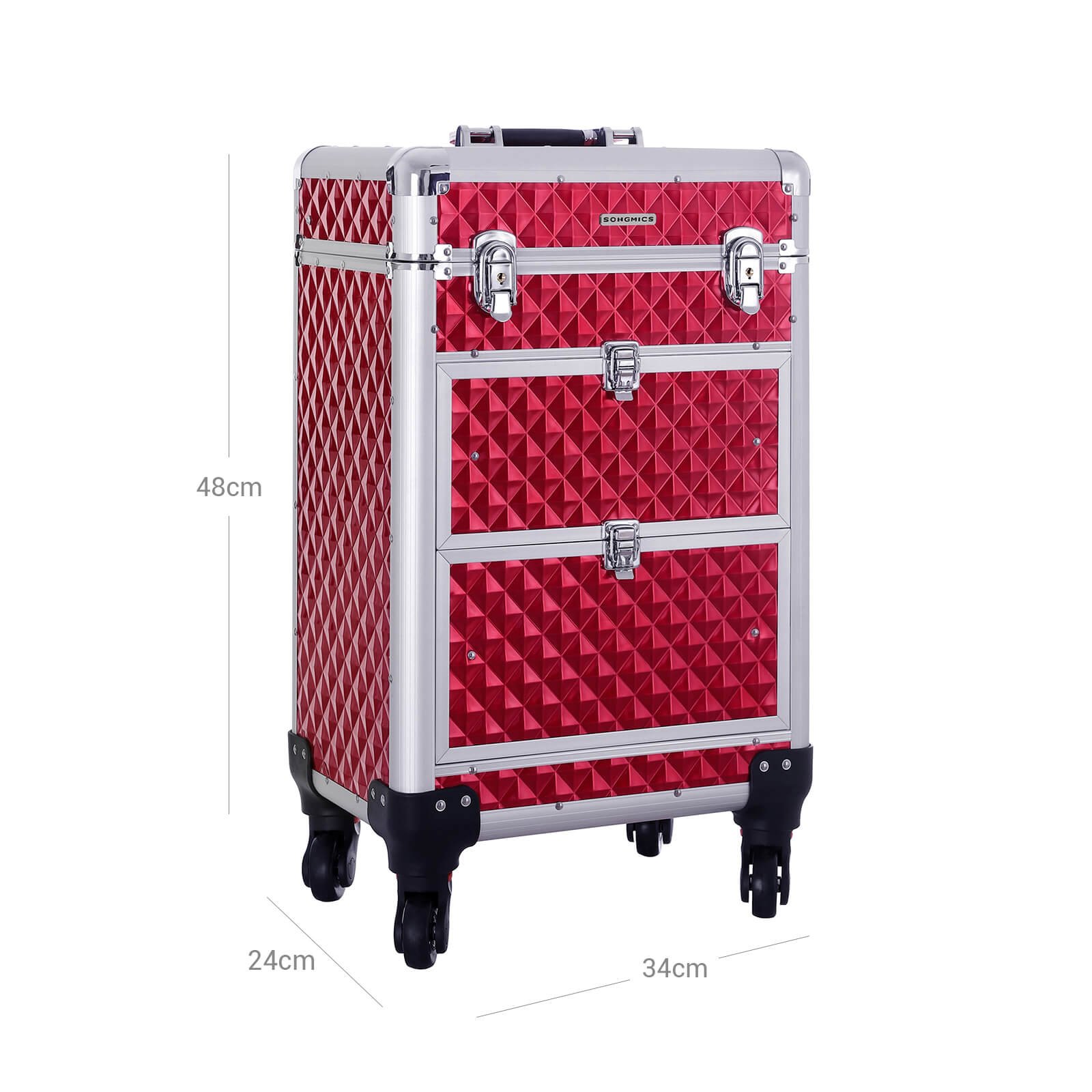 Make-Up Trolley-Aluminium Cosmetic Case-Red