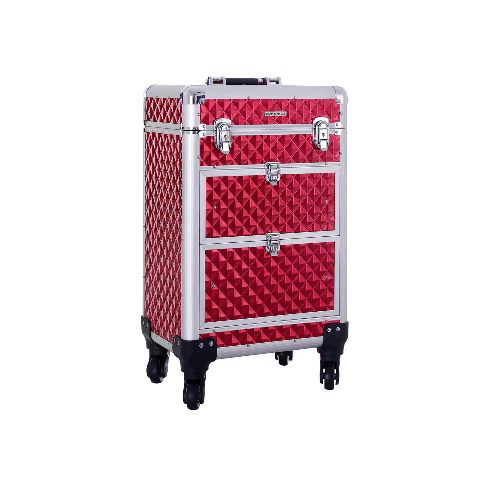 Make-Up Trolley-Aluminium Cosmetic Case-Red