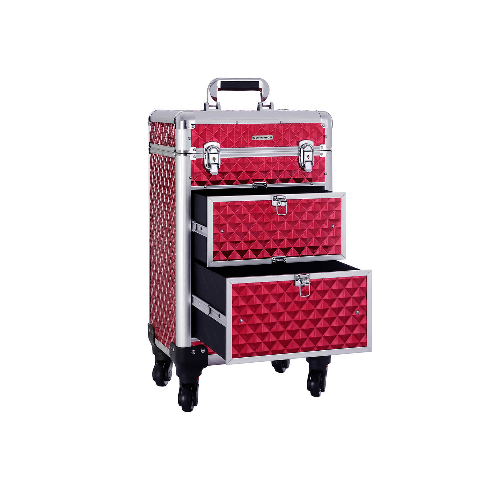 Make-Up Trolley-Aluminium Cosmetic Case-Red