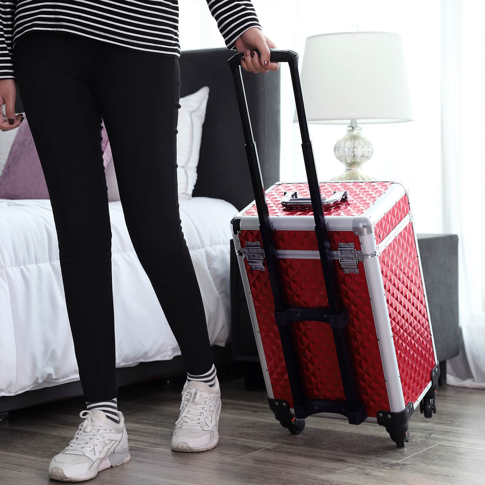Make-Up Trolley-Aluminium Cosmetic Case-Red