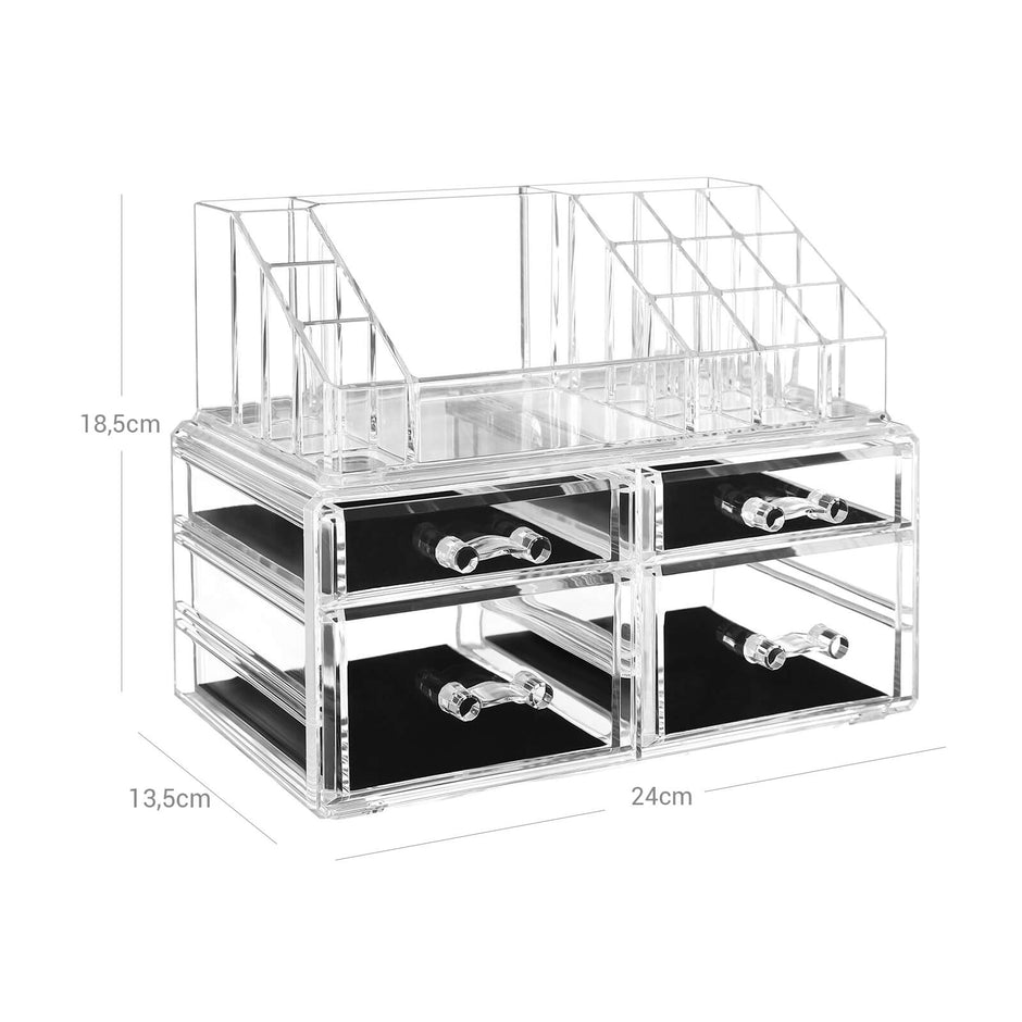 Make-Up Organizer-4 Drawers-Transparent