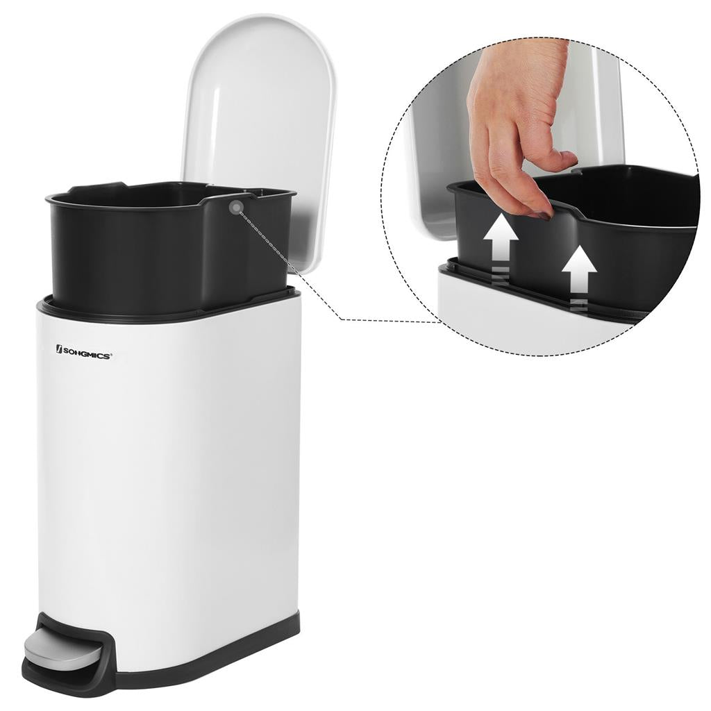 TRASH - STEEL COSMETICS BOX - 10 L - Med inre hink - Softclose - White