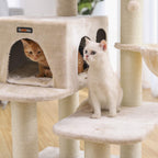 Scratching Post - klättringsträd - med plattform, hängmatta och grotta - grädde