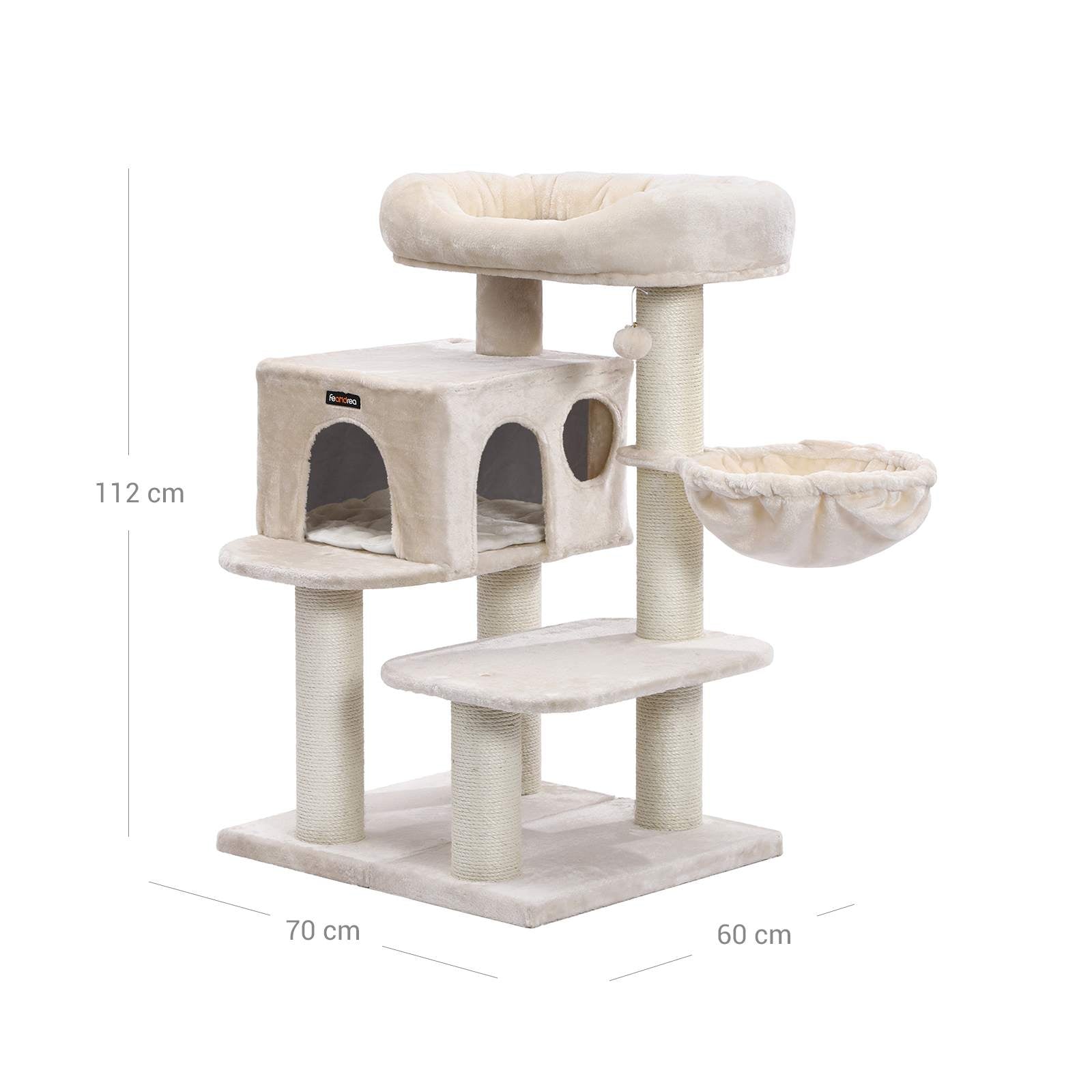 Scratching Post - klättringsträd - med plattform, hängmatta och grotta - grädde