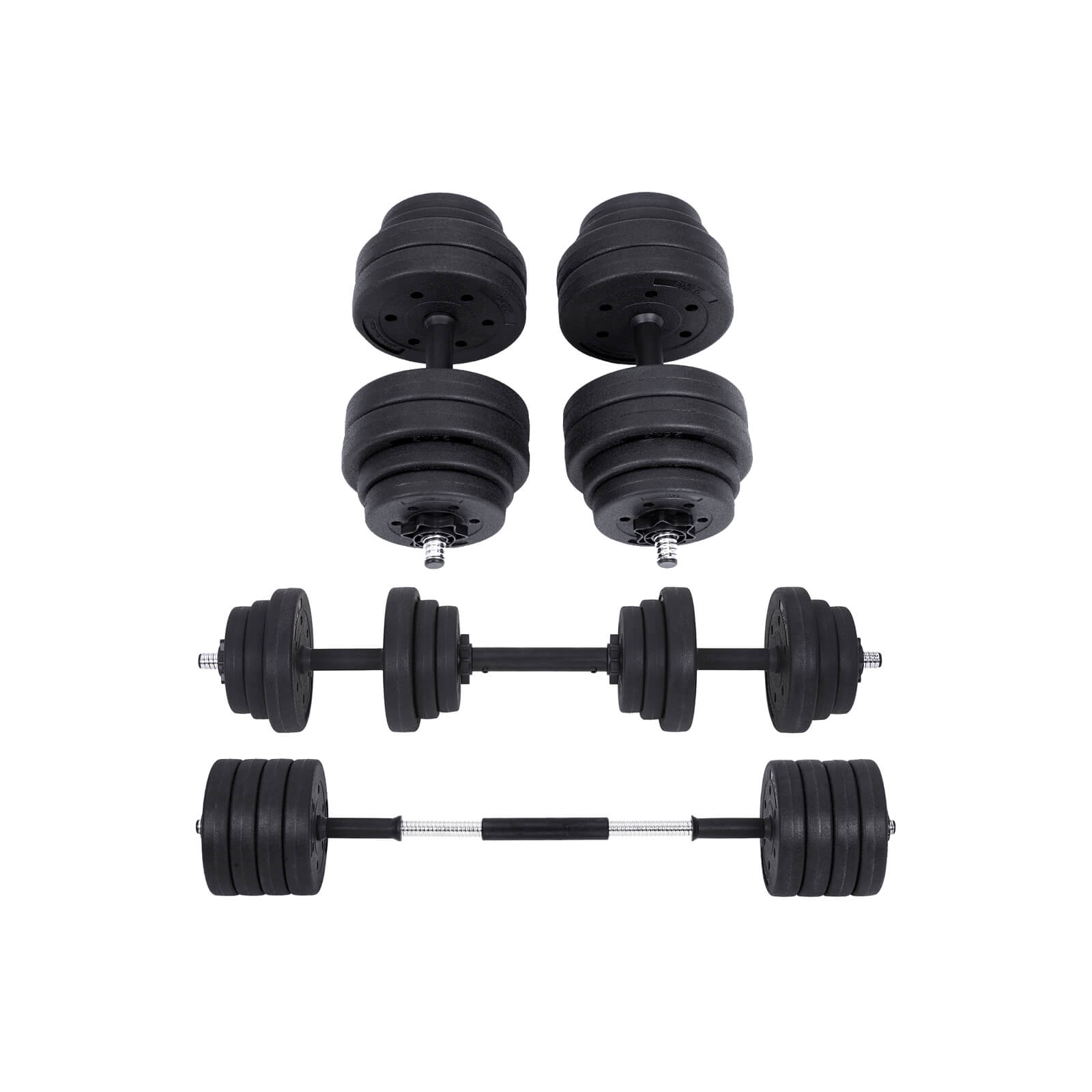 Hantelset – justerbara hantlar – 20 kg / 30 kg – svart