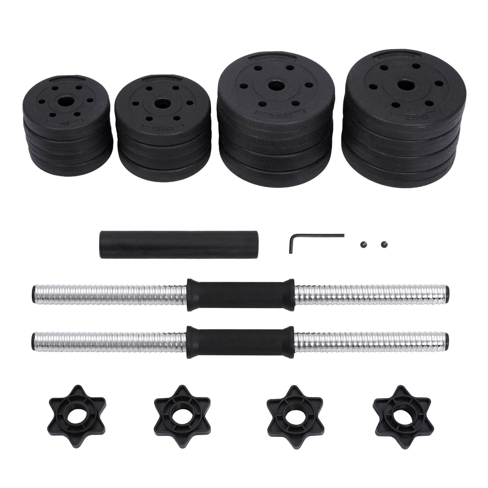 Hantelset – justerbara hantlar – 20 kg / 30 kg – svart