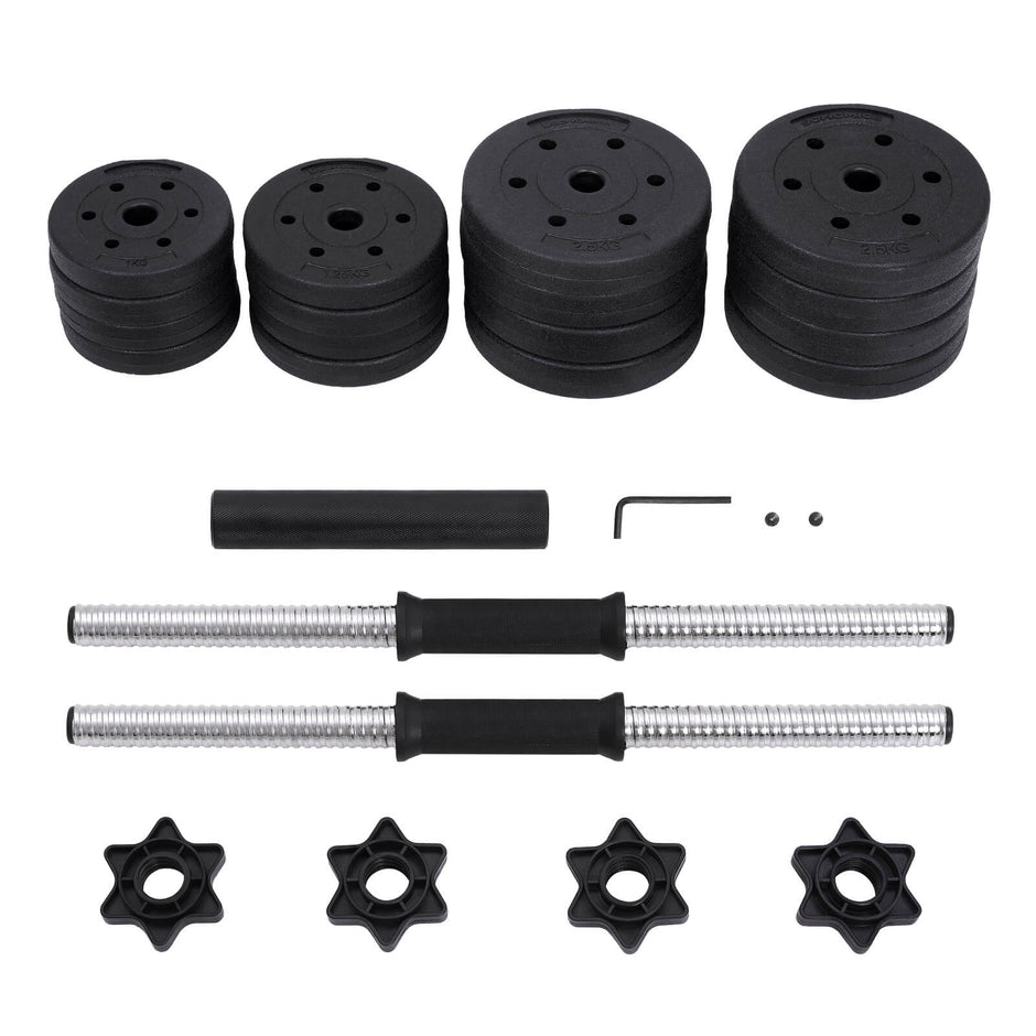 Hantelset – justerbara hantlar – 20 kg / 30 kg – svart