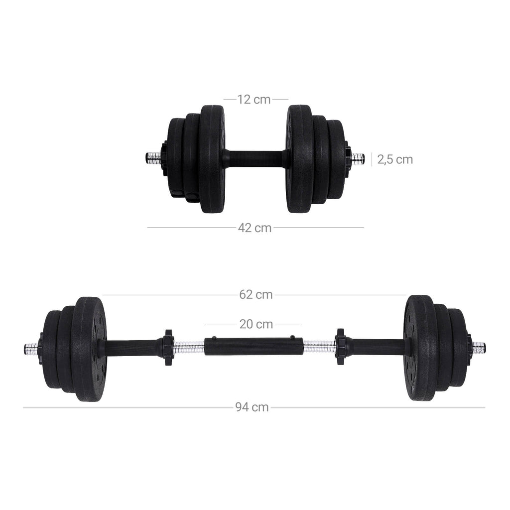 Halkerset - justerbara hantlar - 20 kg / 30 kg - plast med stålrör