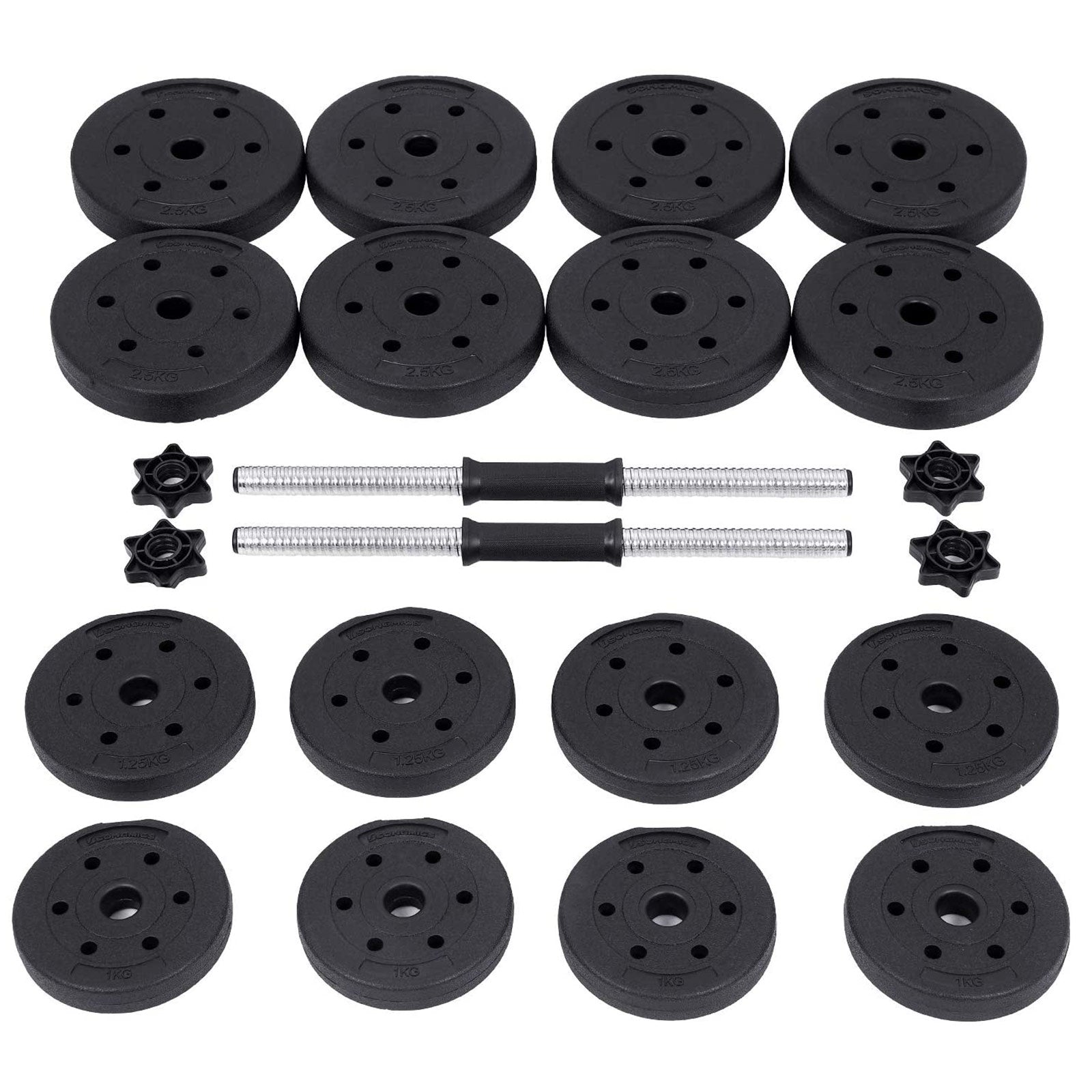 Halkers - Dumbell Set - 2 x 15 kg - Totalt 30 kg - svart