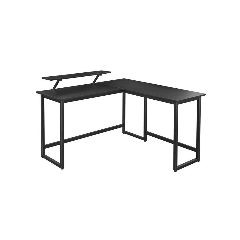 Corner Agency - l -formad skrivbord - med monitorfäste - 140 x 130 x 76 cm - svart