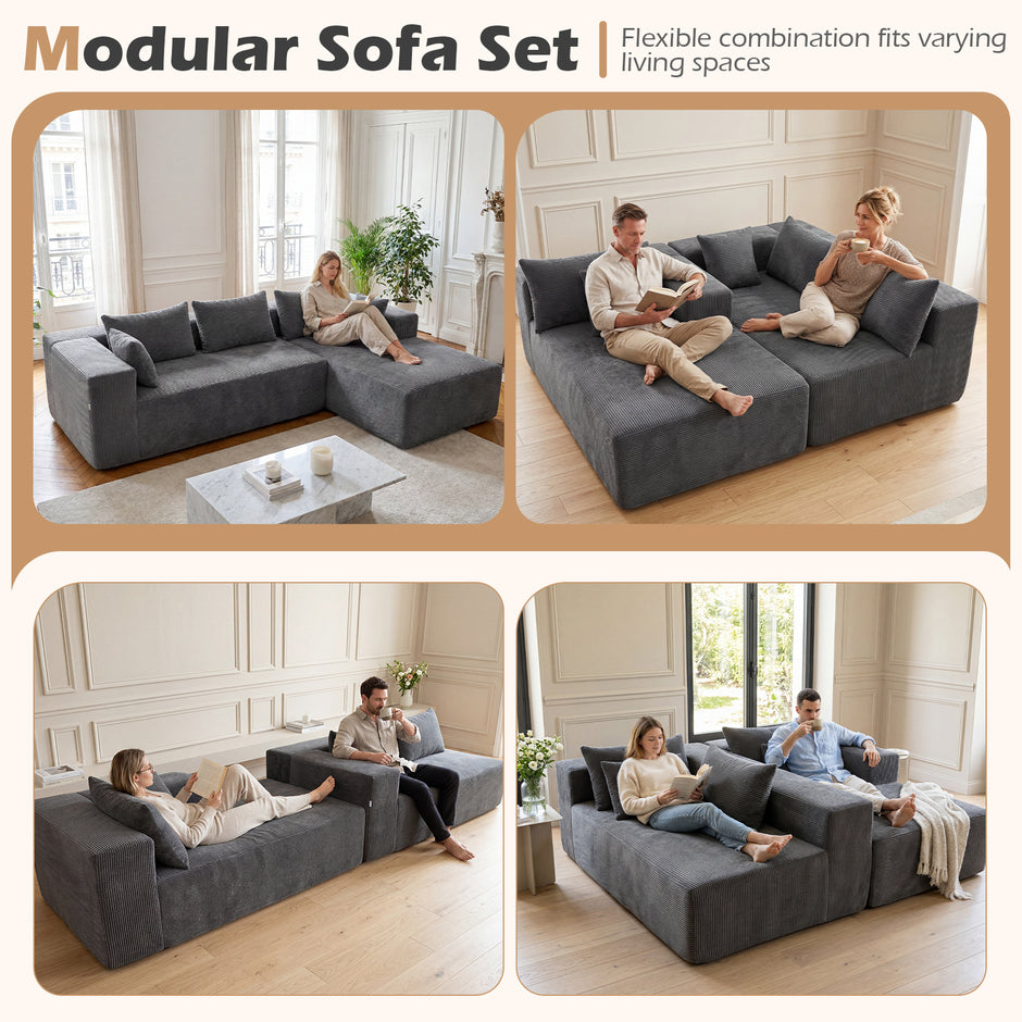 L‑formad – modulsoffa för personer med schäslong, bärkapacitet upp till – 4 600 kg 275 x 177 x 58 cm
