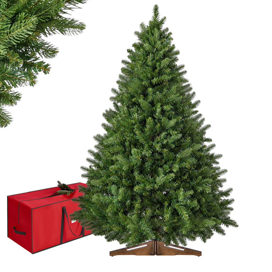 Kunstkerstboom – 150 cm – PE en PVC – Houten Standaard – Met Opbergtas – Groen