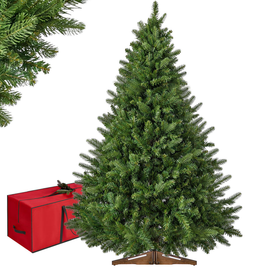 Kunstkerstboom – 180 cm – PE en PVC – Houten Standaard – Met Opbergtas – Groen