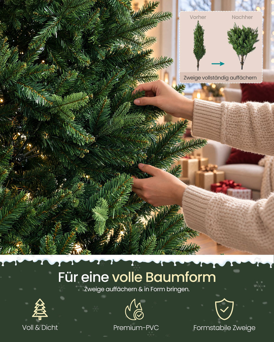 Kunstkerstboom – 180 cm – PE en PVC – Houten Standaard – Met Opbergtas – Groen