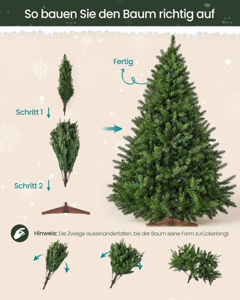 Kunstkerstboom – 220 cm – PE en PVC – Houten Standaard – Met Opbergtas – Groen