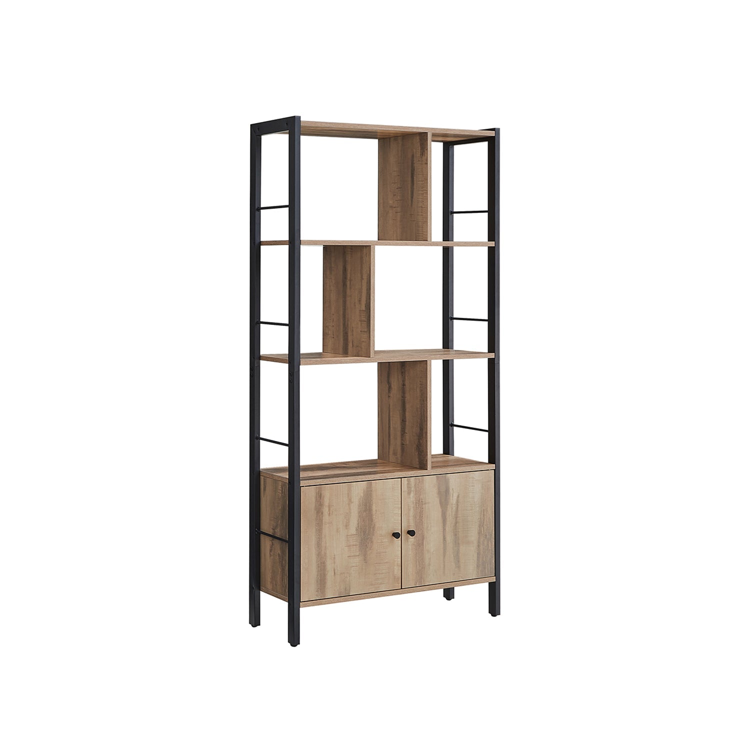 Bokhylla - vardagsrumskåp - förvaringsskåp - stående rack - vintage brun/svart
