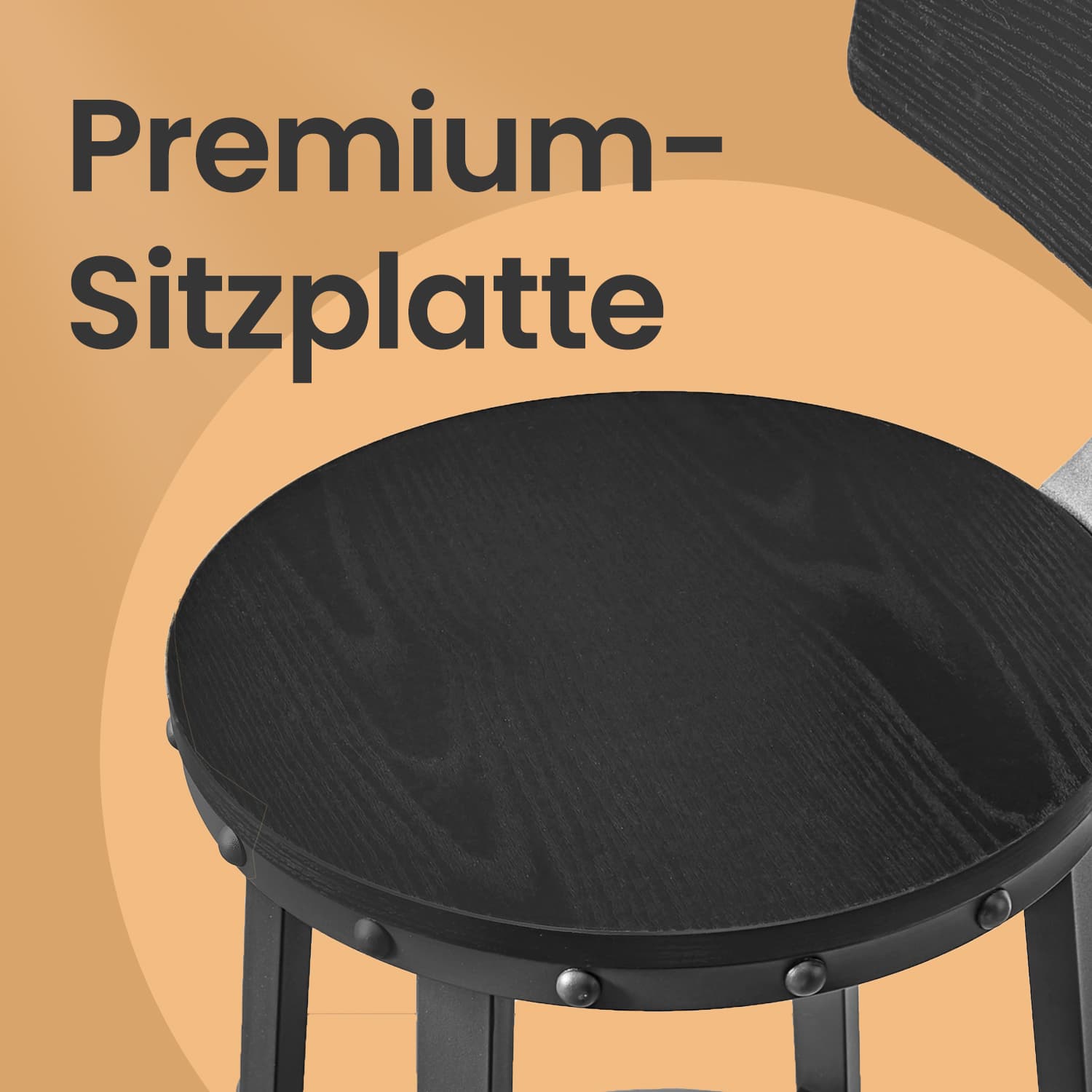 Barstolar - uppsättning av 2 - industriell design - ebenholts - svart