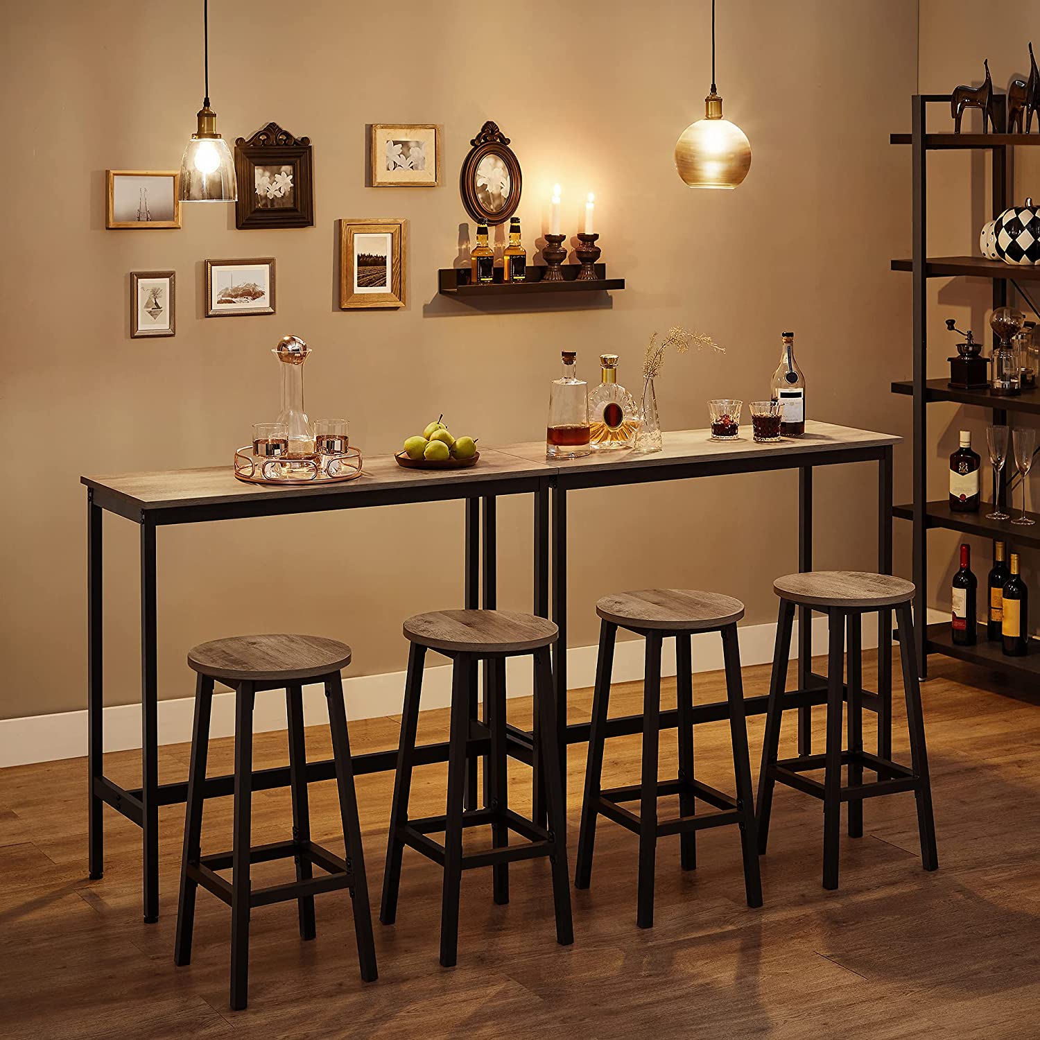 Barstolar set om 2 – Rund sits – Mattsvart – Gråsvart