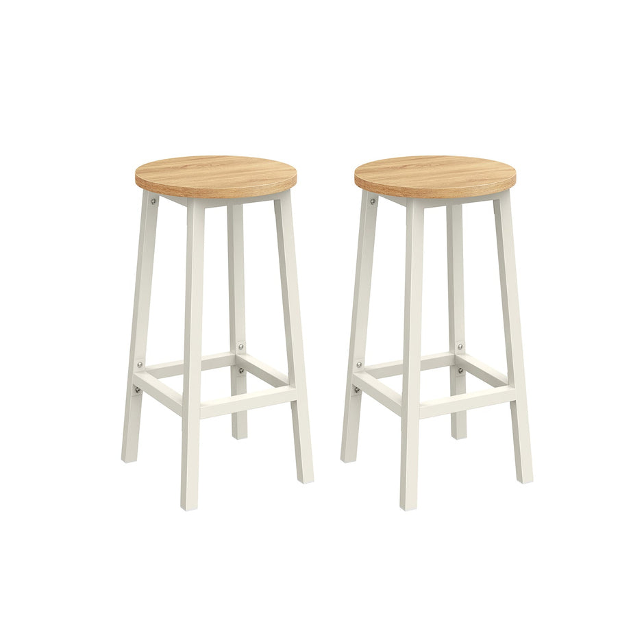 Barstolar set om 2 – Rund sits – Mattsvart – Gråsvart