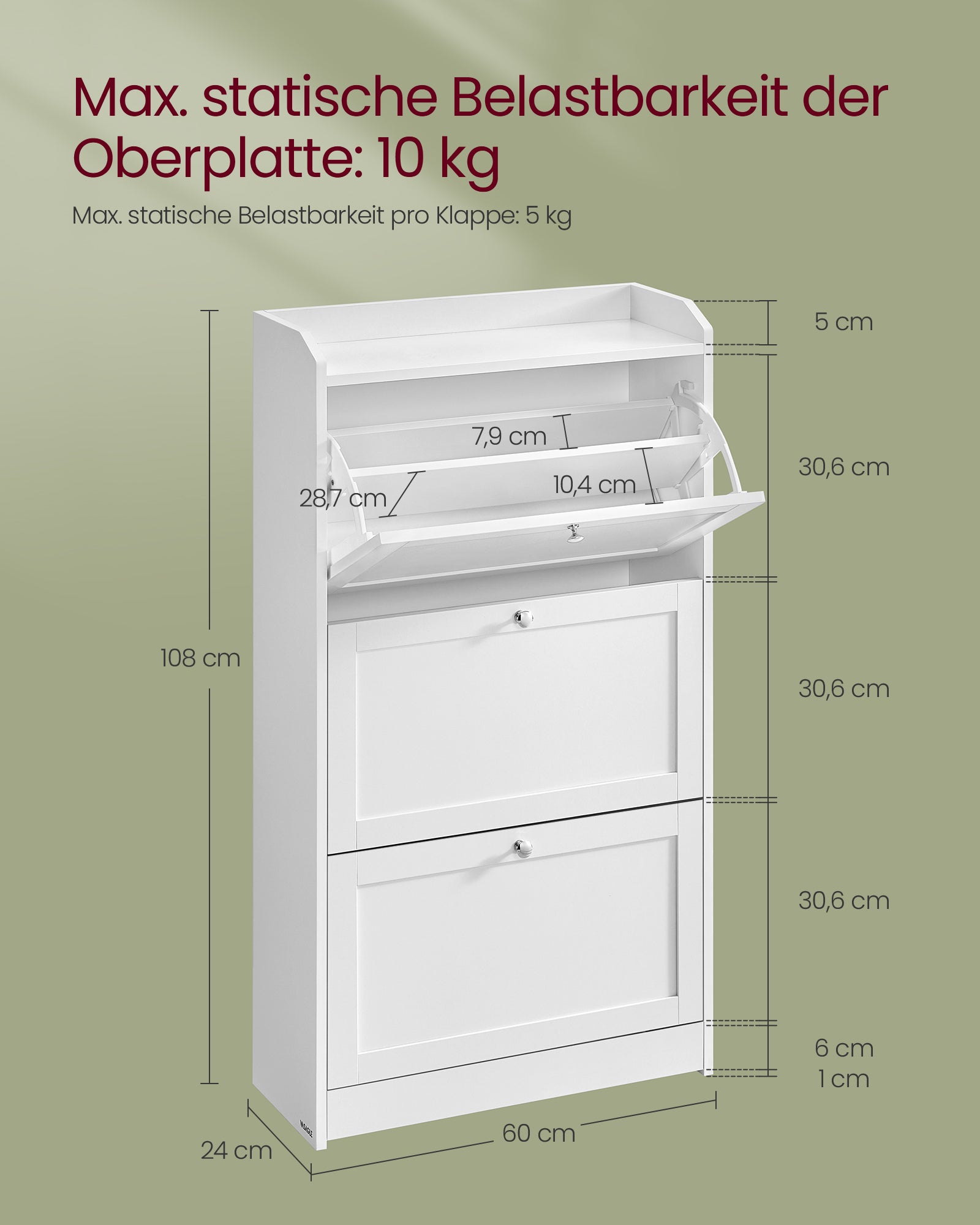 Skoskåp med 3 ventiler för högst 18 par skor, Wolkwit