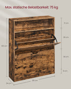 Skoskåp - med 2 ventiler och öppet fack - Vintage Brown