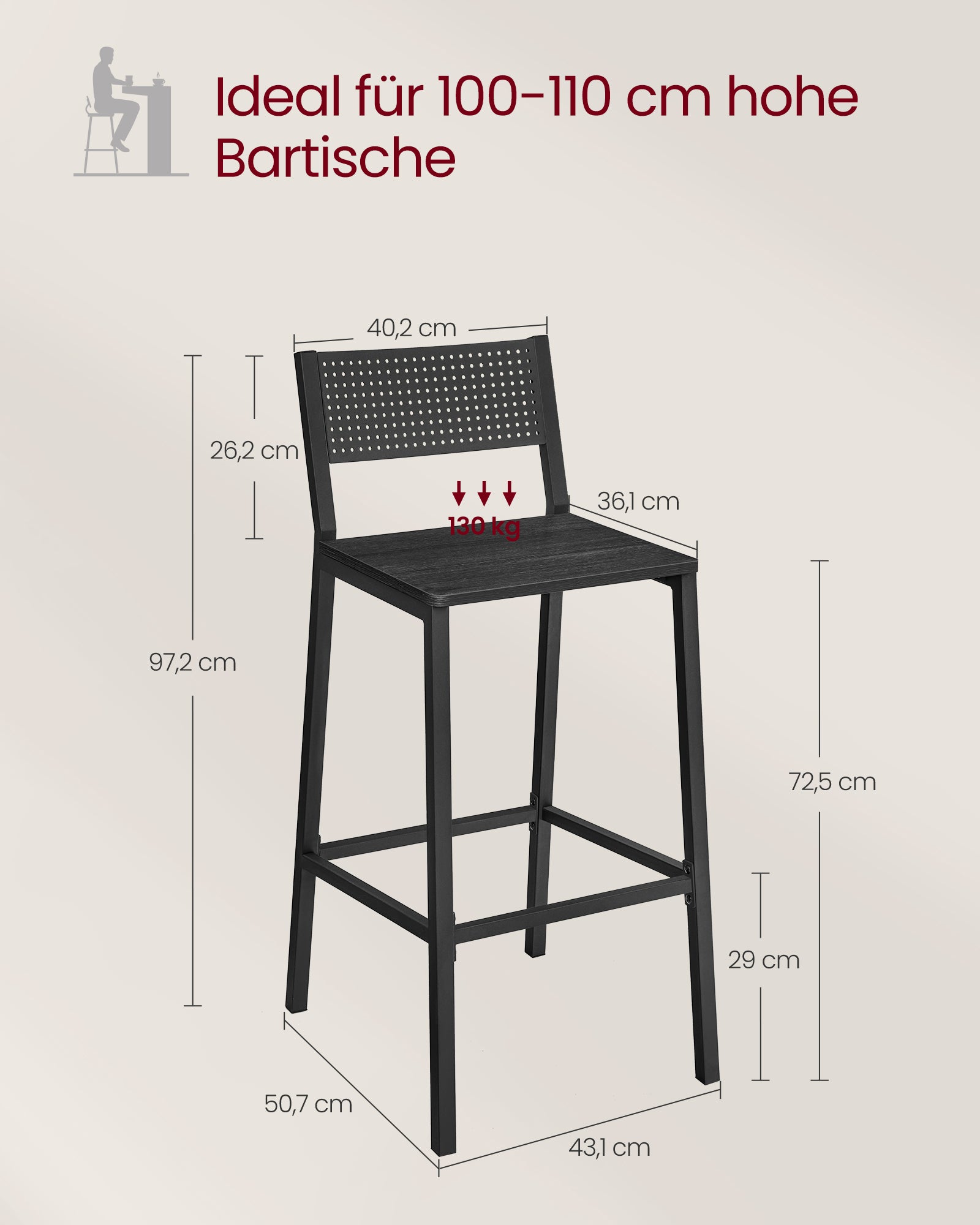 Barstolsindustriell designuppsättning av 2-antracit svart