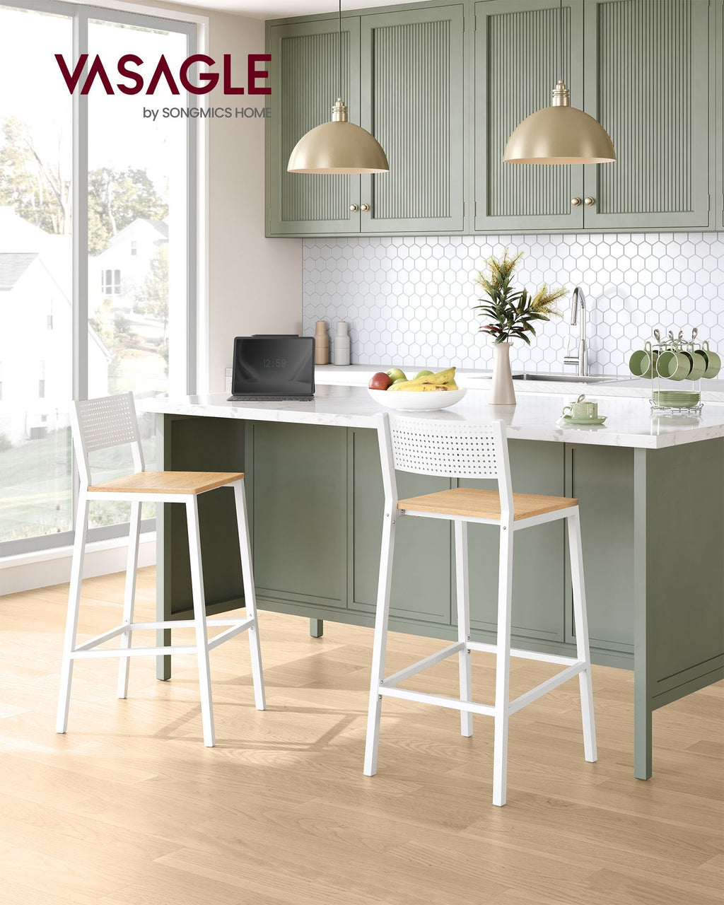 Barstolar - Industriell design - Uppsättning av 2 - beige