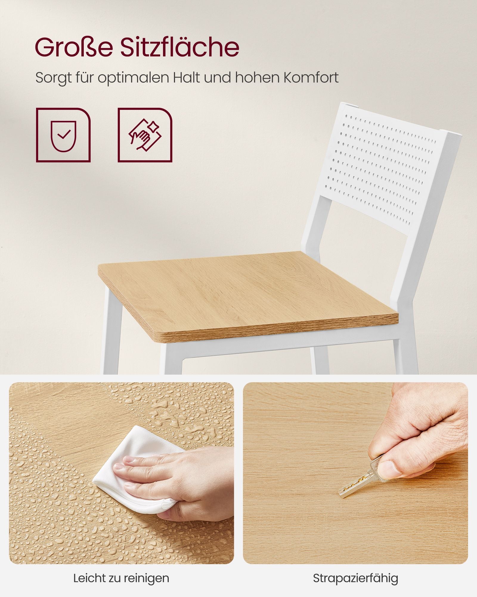 Barstolar - Industriell design - Uppsättning av 2 - beige