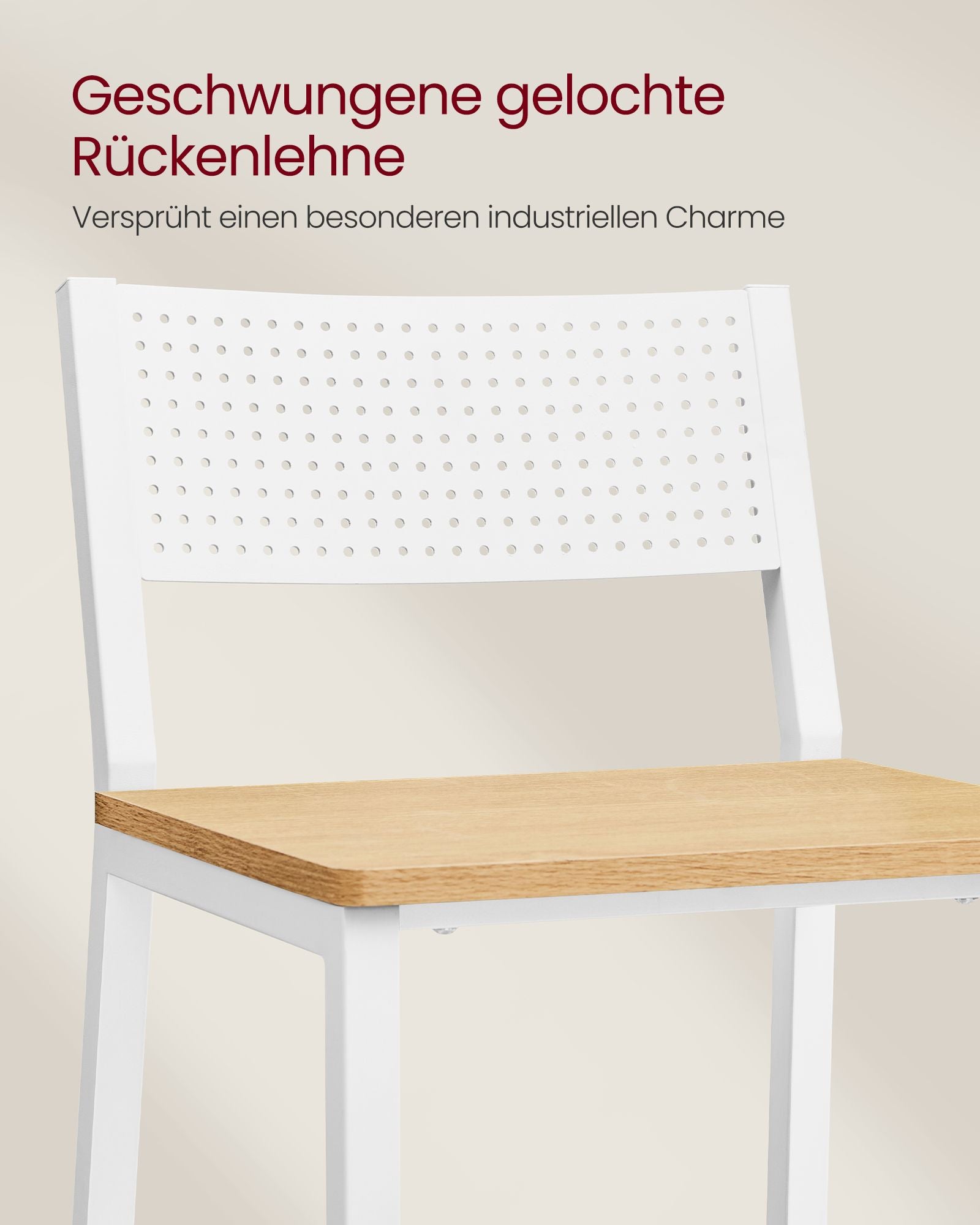 Barstolar – industriell design – set om 2 – beige och vit