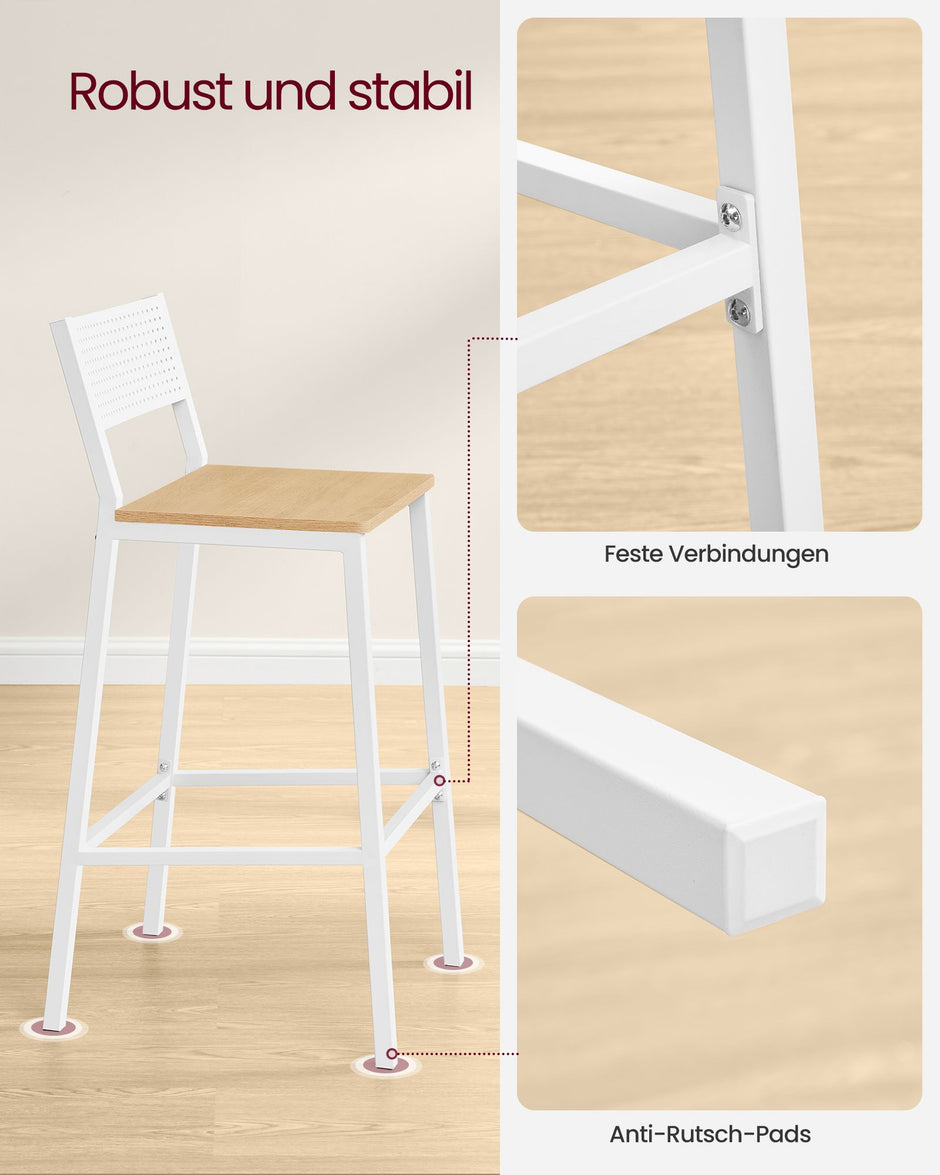 Barstolar – industriell design – set om 2 – beige och vit