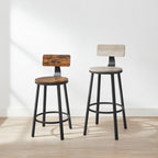 Barstolar - uppsättning av 2 - industriell design - vintage brun / svart