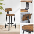 Barstolar - uppsättning av 2 - industriell design - vintage brun / svart