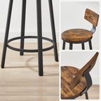 Barstolar - uppsättning av 2 - industriell design - vintage brun / svart